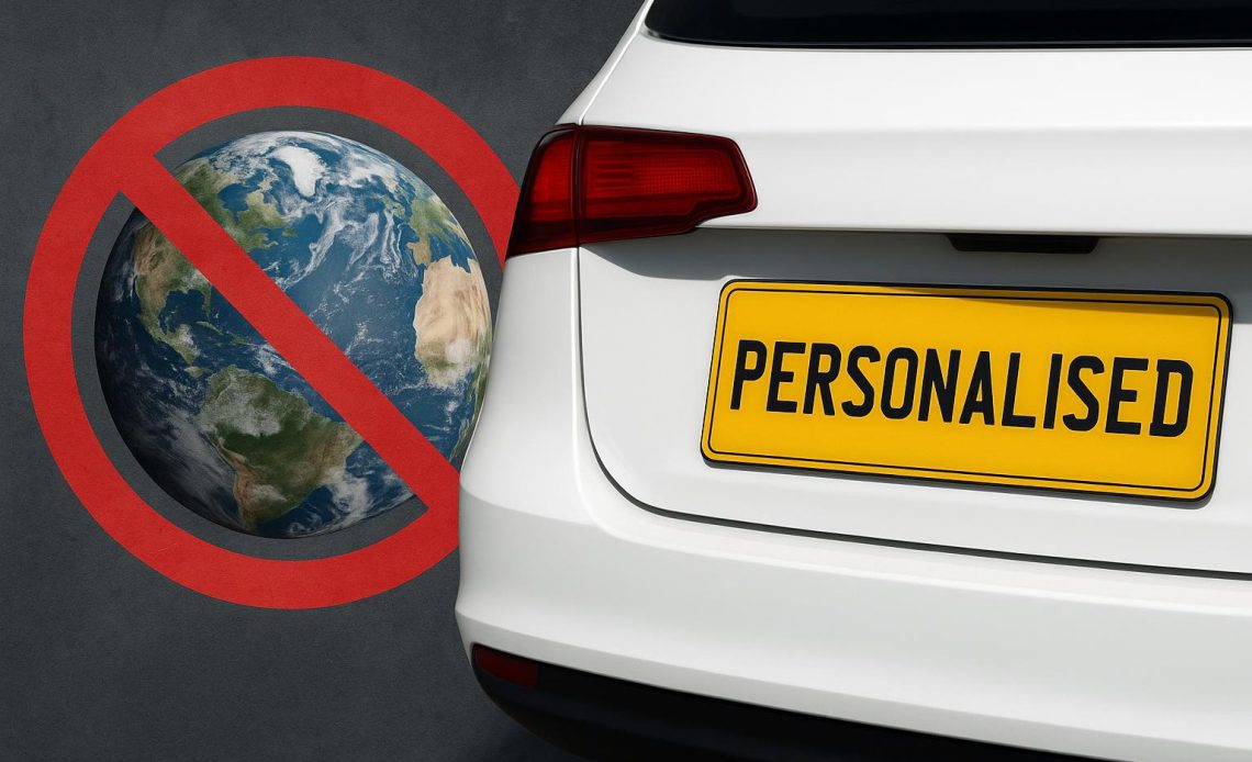 UK number plate with custom text highlighting global controversy over personalised license plates