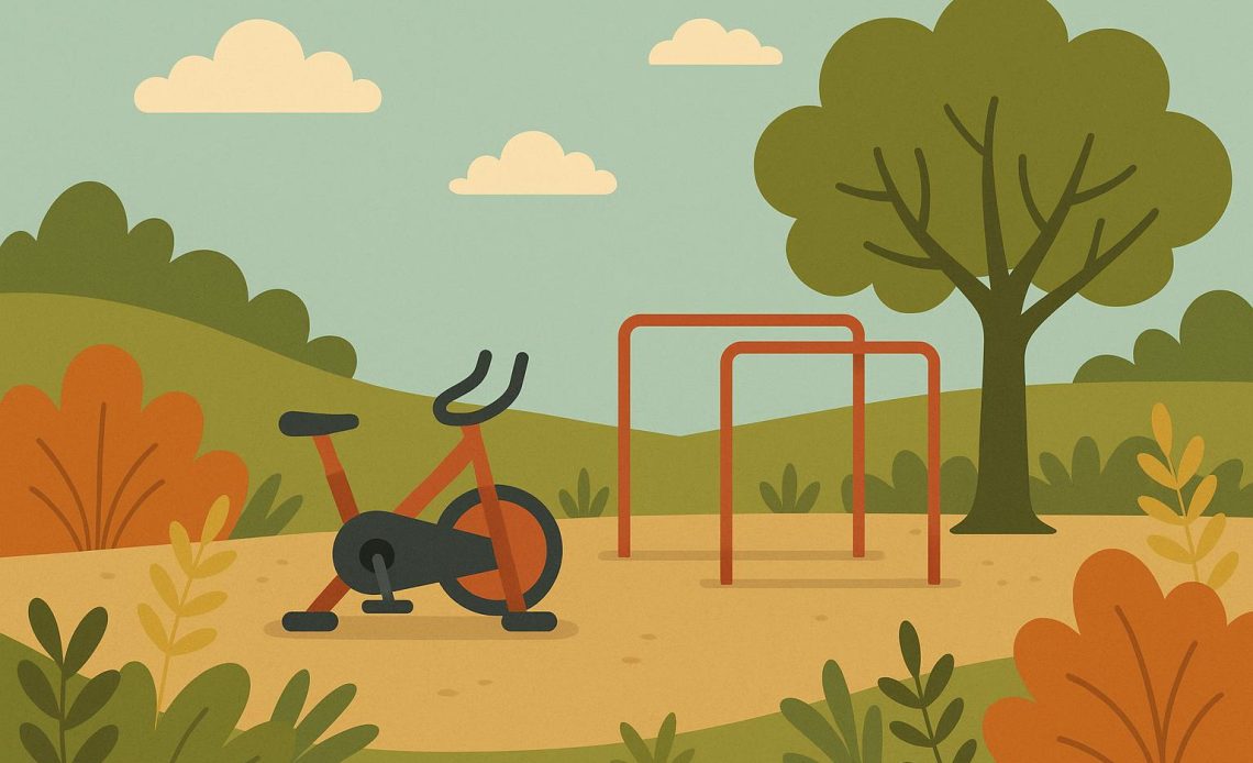 Group exercising outdoors, enjoying teamwork and mental health benefits through physical activity