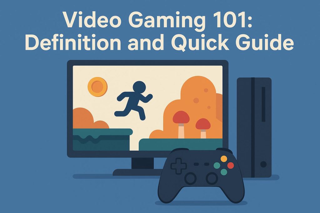 Controller and gaming console on desk illustrating basics of video gaming for beginners
