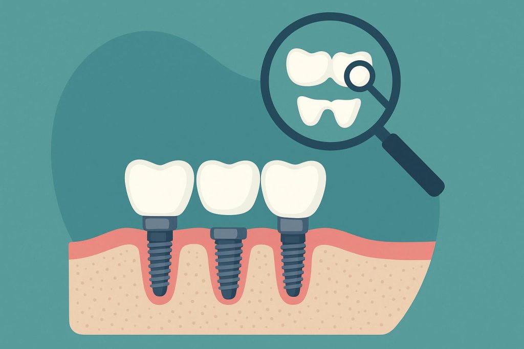Dental implants and bridges showcased for multiple teeth replacement and smile restoration options