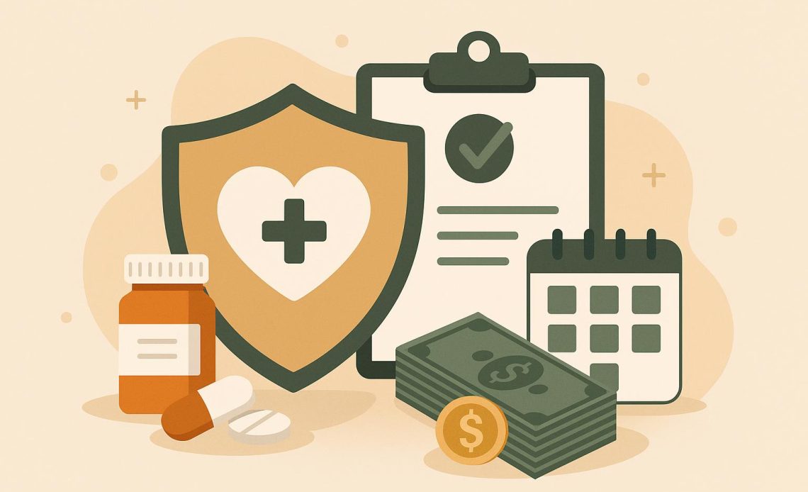 Health insurance policy documents and stethoscope symbolizing parental health coverage benefits