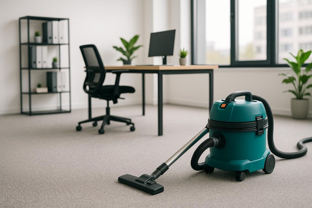 Modern Columbus office sparkling after professional commercial cleaning, organized workspaces