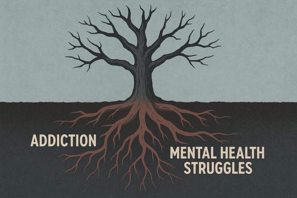 Broken chain symbolizing breaking free from trauma, addiction, and mental health struggles