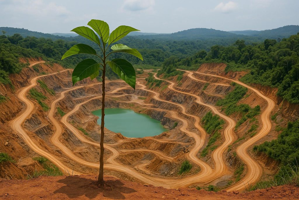 Sustainable gold mining operations in Ghana highlighting environmental conservation efforts