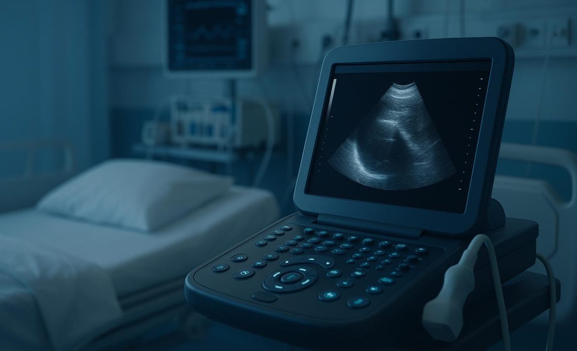 Bedside ultrasound device aiding rapid critical-care diagnosis in a hospital setting