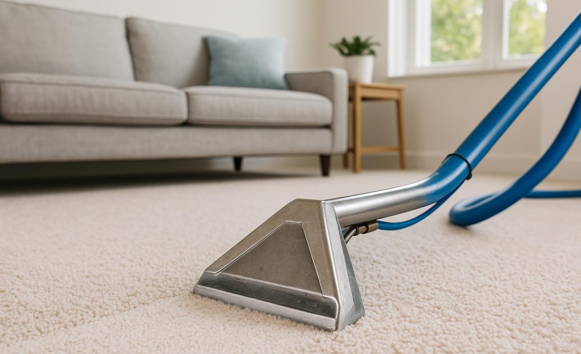 Professional carpet cleaning equipment used on residential flooring in Melbourne home