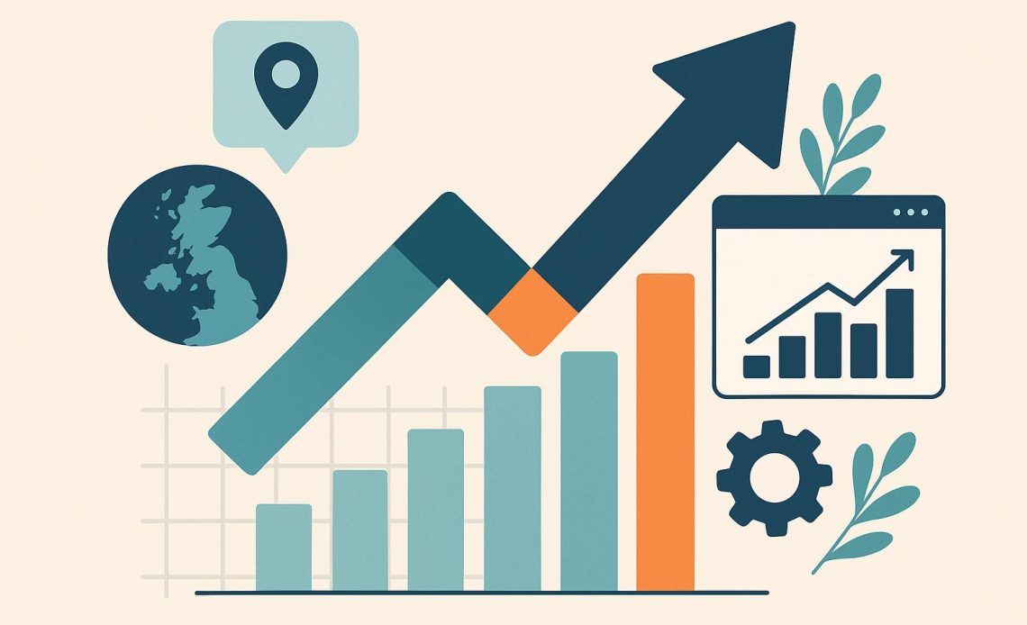 UK digital growth strategy with a specialist GEO agency, analytics, and marketing dashboard