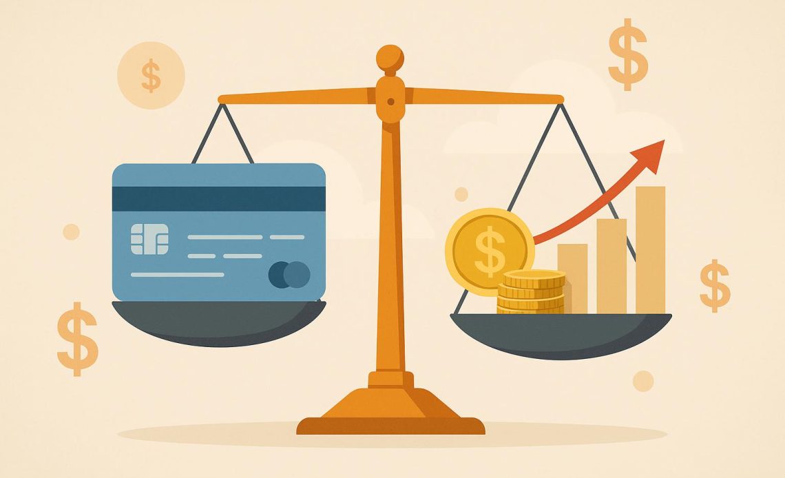 Person paying credit card bill online to promote financial discipline and improve credit score