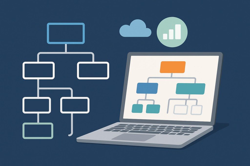 Hierarchical organizational chart illustrating company structure and roles for efficient management