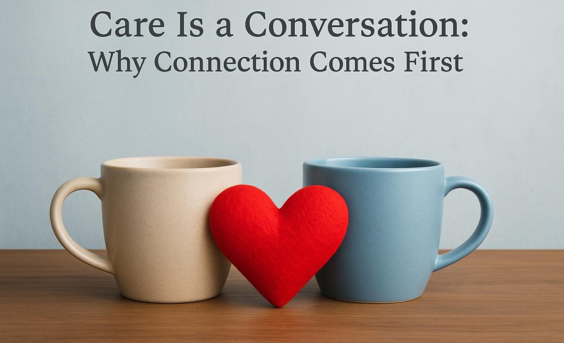 Warm, inviting space with two chairs facing each other, symbolizing meaningful conversation and care