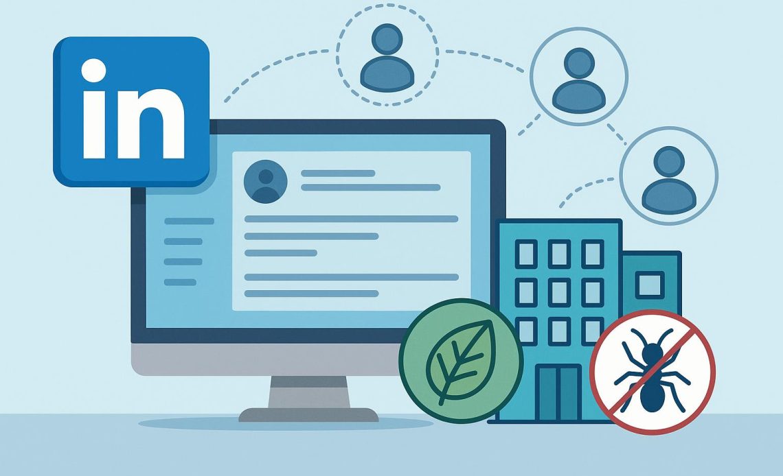 LinkedIn interface connecting commercial pest control businesses with potential clients online