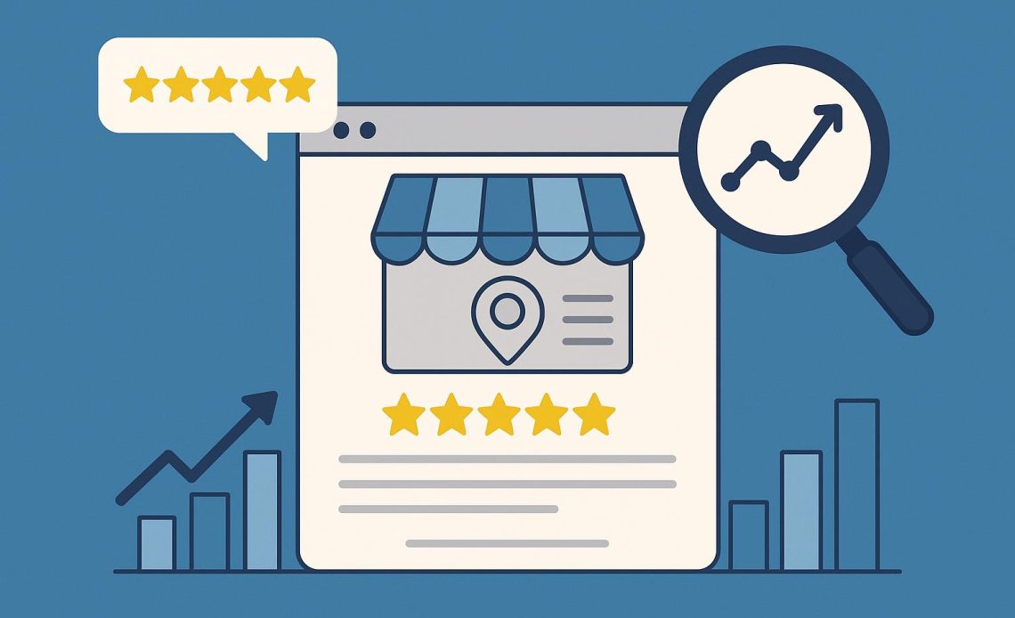 Google Business Profile dashboard displaying review analytics and content optimization tools