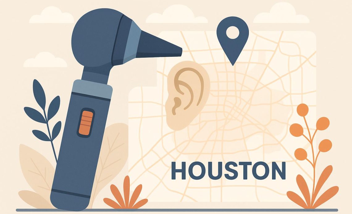 Hearing specialist consulting with patient at a Houston clinic, hearing health solutions discussed