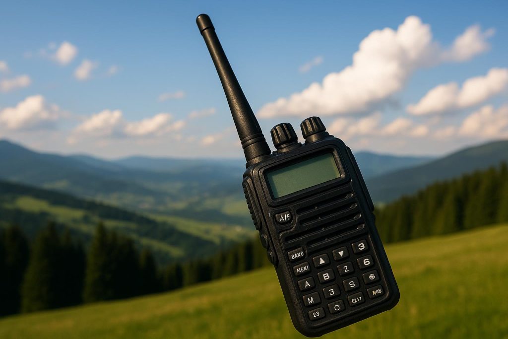 Modern walkie talkies displaying key features for optimal long-range communication