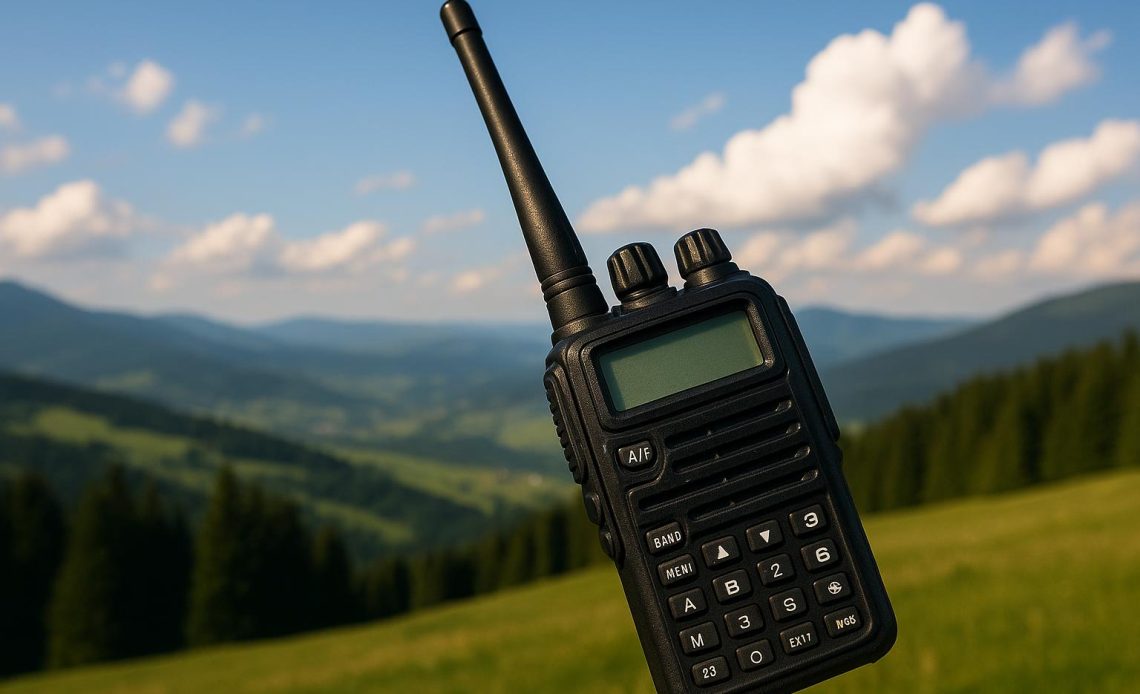 Modern walkie talkies displaying key features for optimal long-range communication