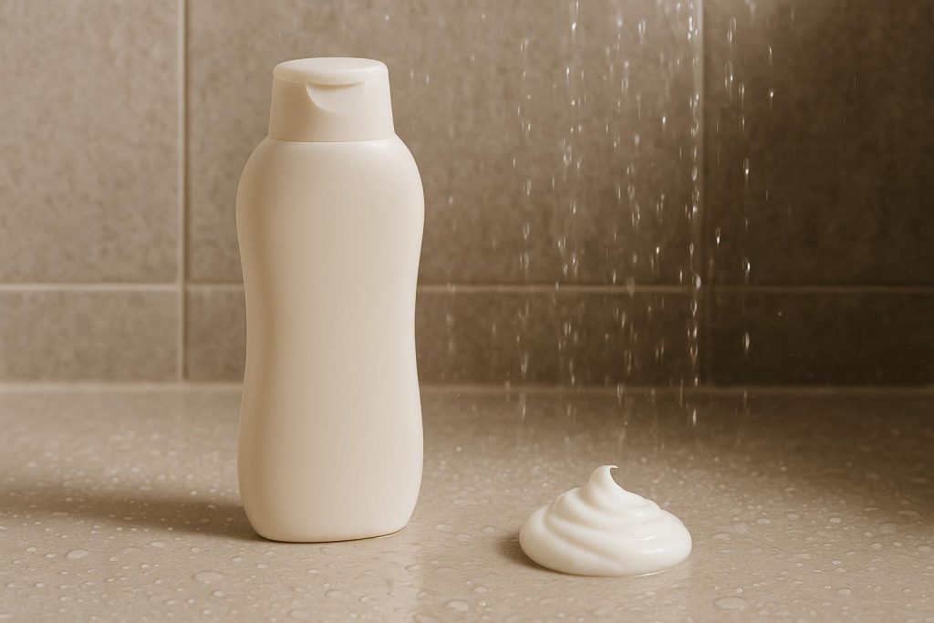 Hydrating body moisturizer applied in shower for extremely dry skin relief and nourishment