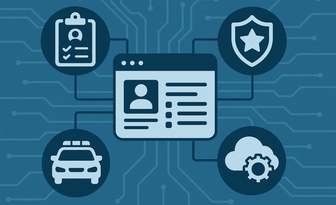 Social work case management software interface integrated with public safety system dashboard