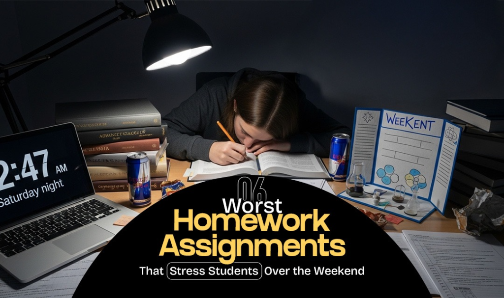 Image 1 of 6 Worst Homework Assignments That Stress Students Over the Weekend