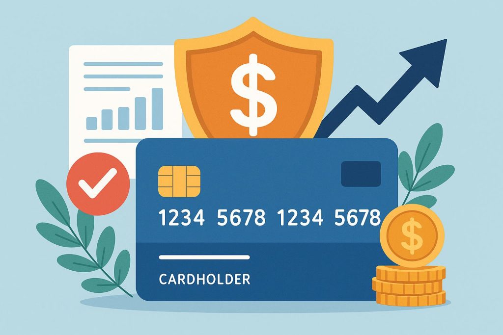 Credit card with shopping bags symbolizing responsible spending and financial management