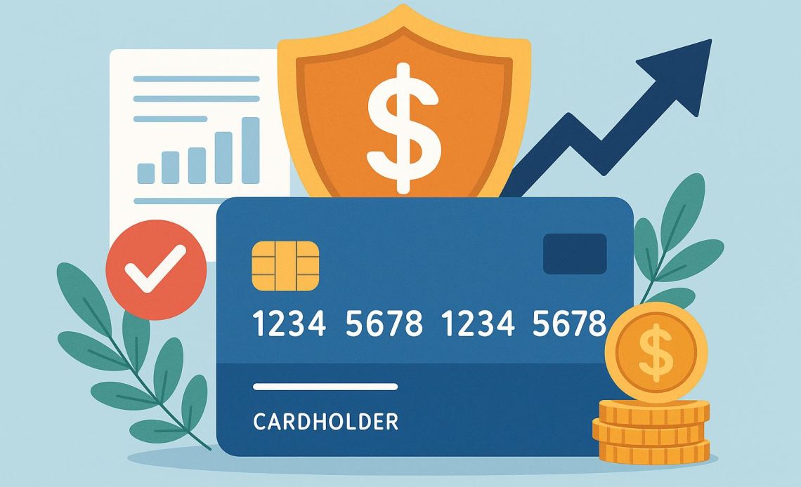 Credit card with shopping bags symbolizing responsible spending and financial management