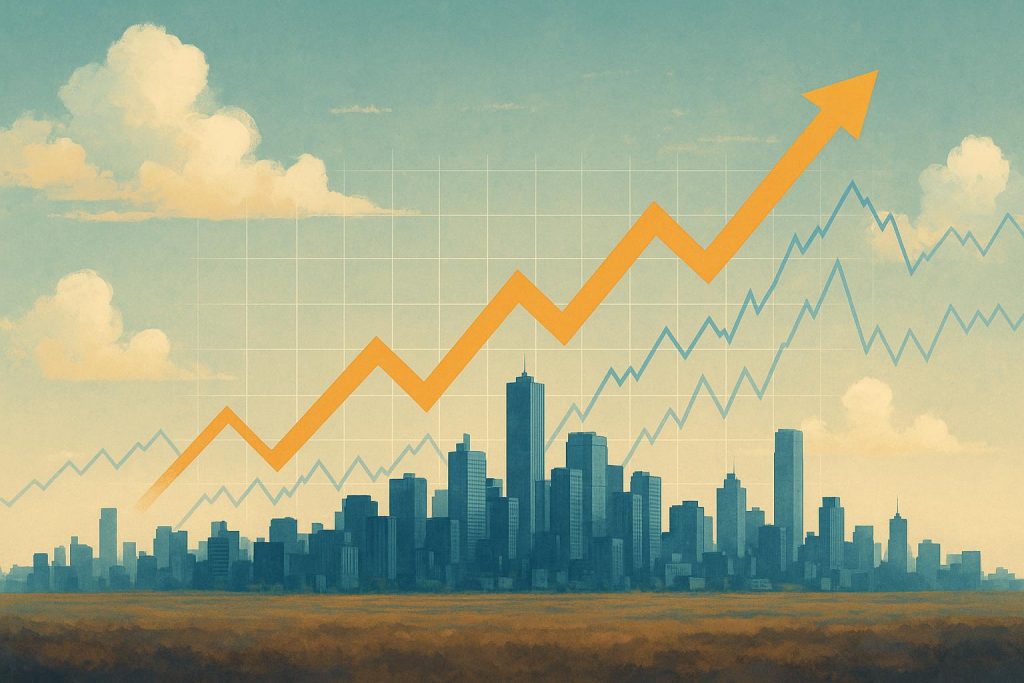 Financial charts and market analysis visuals illustrating Kenneth Denning’s 2026 market outlook