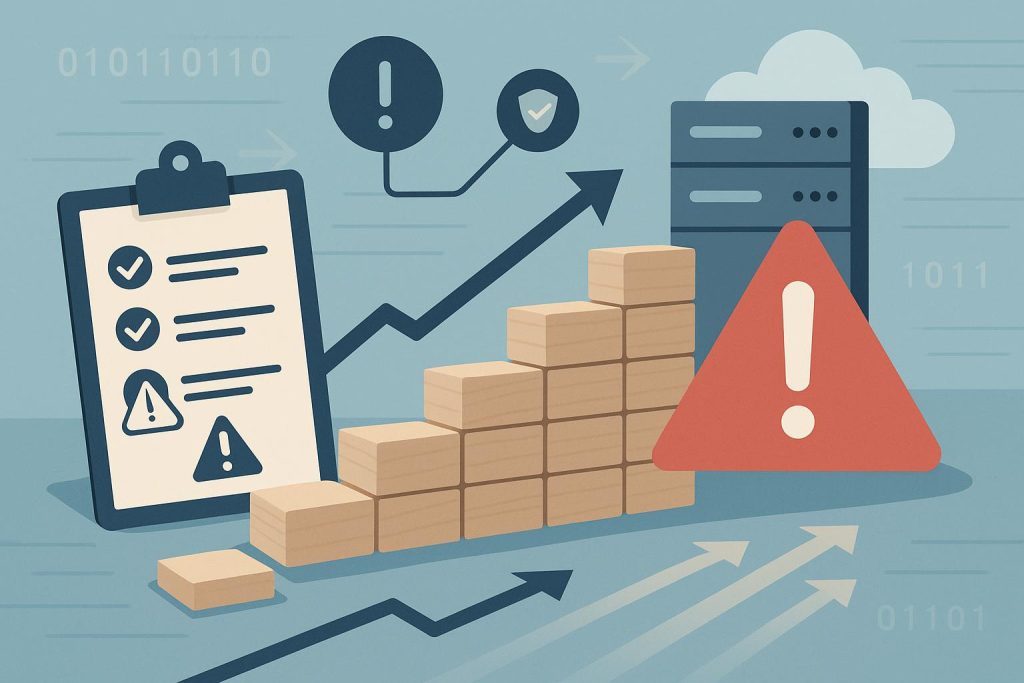 Data migration risk management process flowchart with key steps highlighted