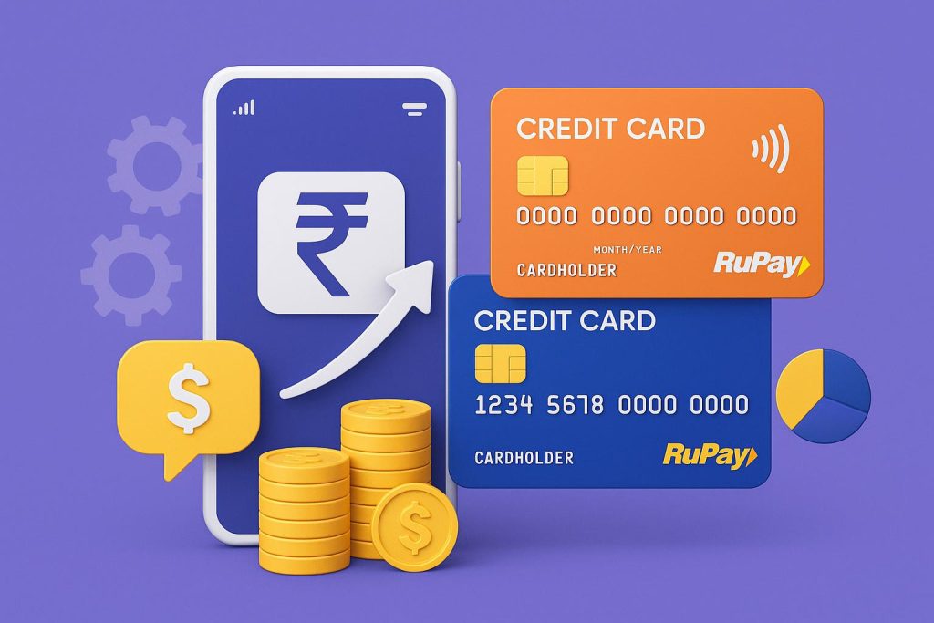 RuPay credit card linked to UPI app showcasing digital payment benefits and rewards