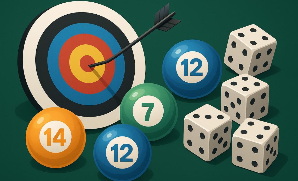 Teer result numbers and night draw report board with arrows and target symbols