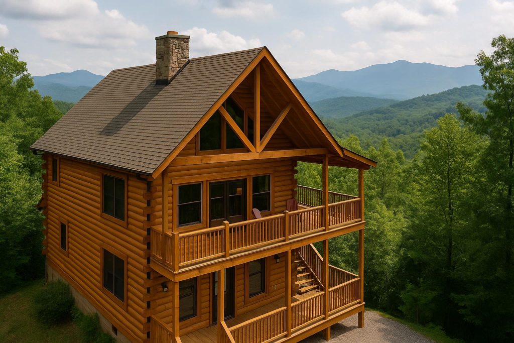 Scenic Gatlinburg cabin nestled in the Smoky Mountains with modern amenities and forest views
