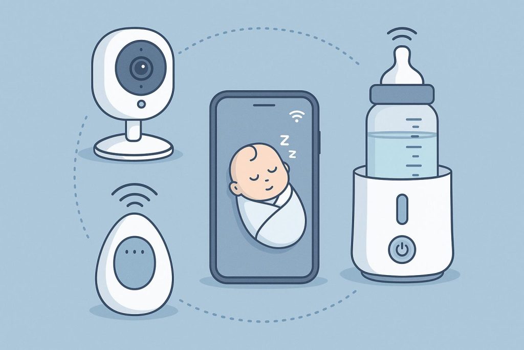 Smart baby monitor and connected devices simplifying daily parenting tasks at home