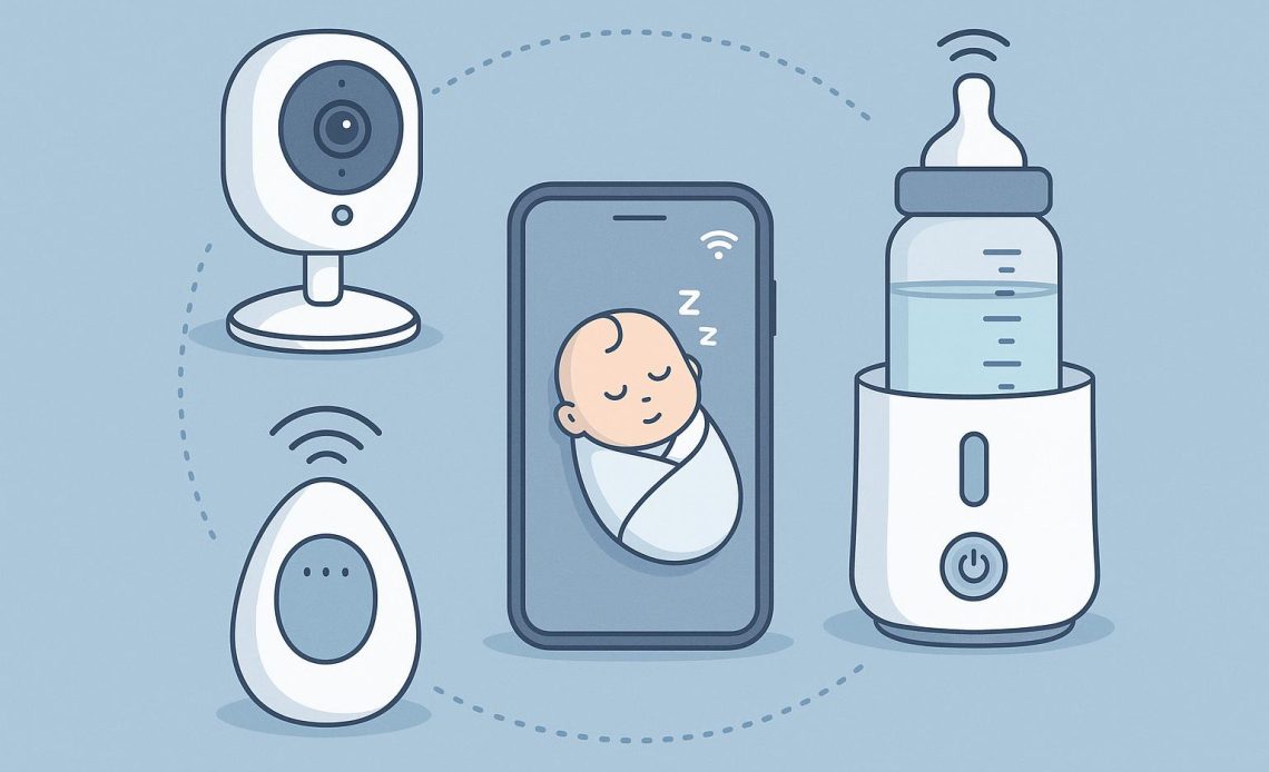 Smart baby monitor and connected devices simplifying daily parenting tasks at home
