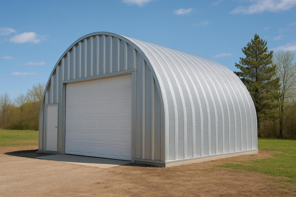 Modern steel dome garage showcasing durable architecture and spacious, weather-resistant design