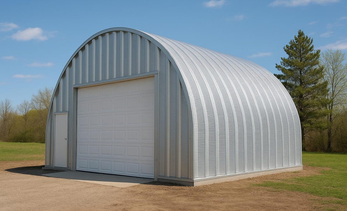 Modern steel dome garage showcasing durable architecture and spacious, weather-resistant design