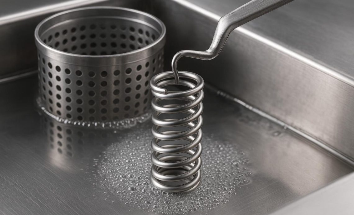 Stainless steel springs undergoing electropolishing process for enhanced performance