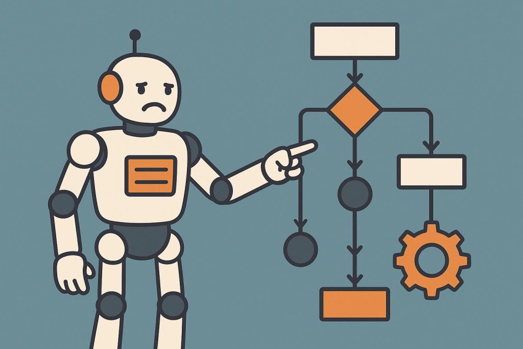 Automated workflow diagram illustrating common mistakes in business process automation