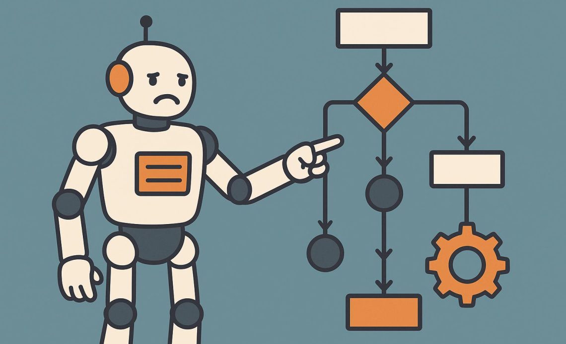 Automated workflow diagram illustrating common mistakes in business process automation