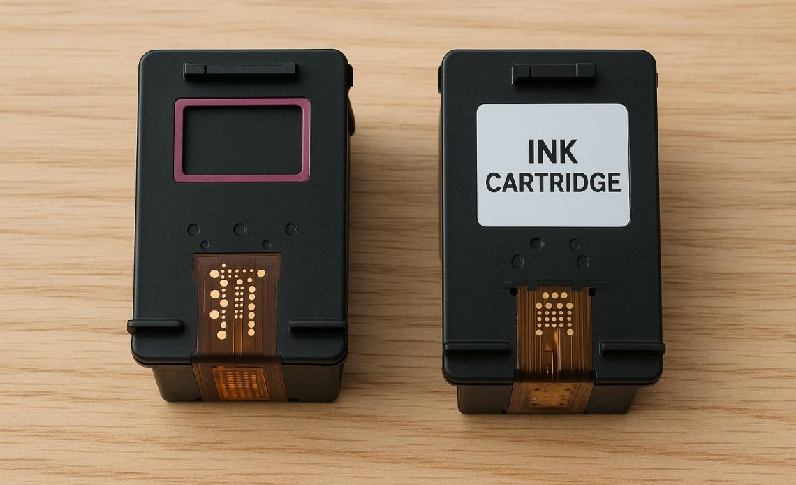 Side-by-side comparison of remanufactured and OEM ink cartridges for printers