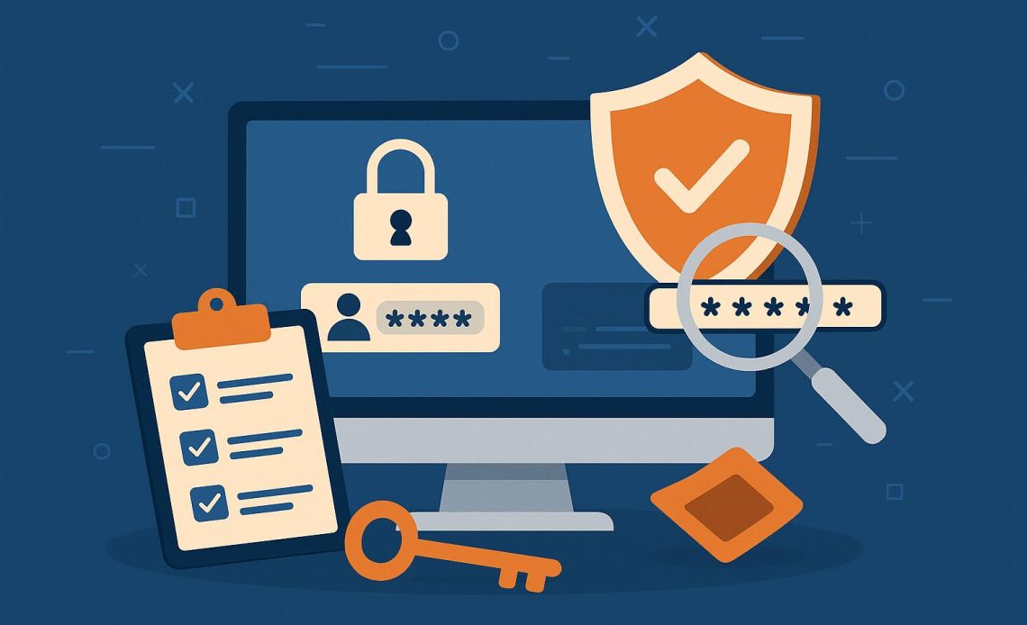 Multi-factor authentication process with security icons highlighting advanced login protection
