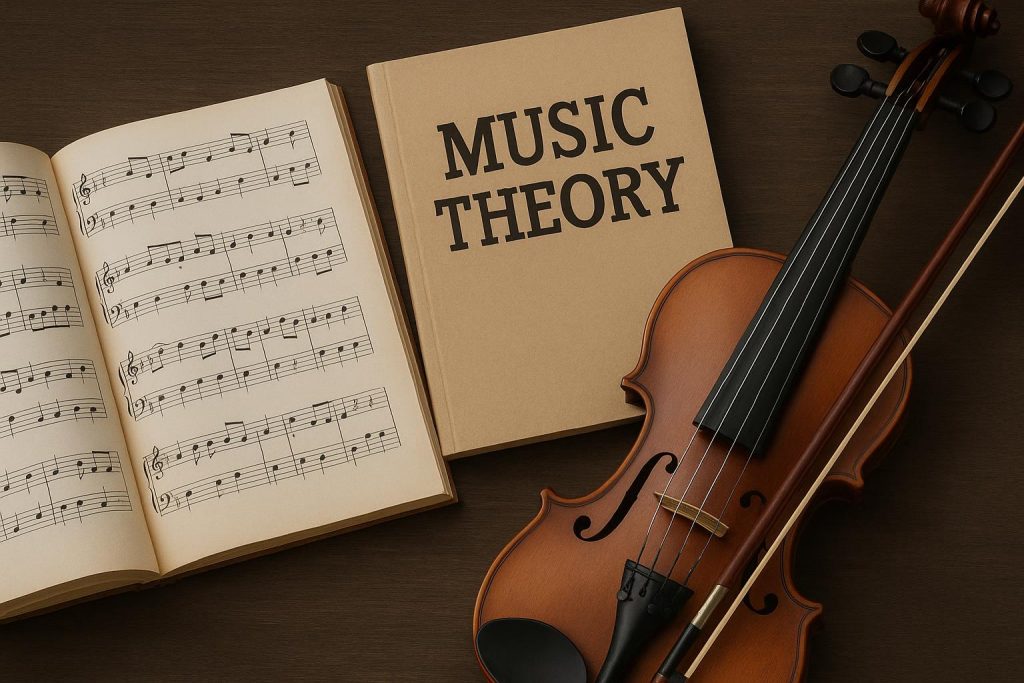 Musical notes and sheet music symbolizing the importance of music theory for musicians
