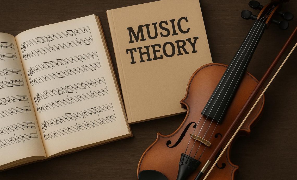 Musical notes and sheet music symbolizing the importance of music theory for musicians