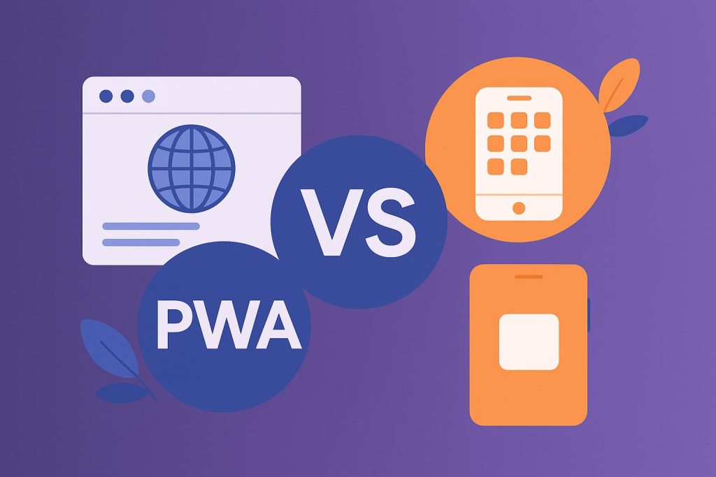 Progressive web app and native mobile app icons side by side representing business technology choices