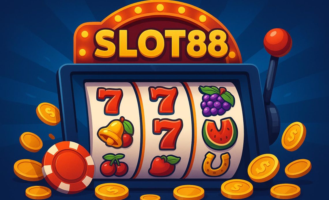 Ilustrasi permainan slot online modern di Slot88 dengan fitur dan tampilan inovatif
