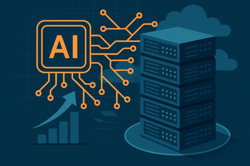 AI-powered data servers and cloud computing networks supporting advanced digital infrastructure