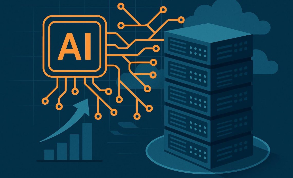 AI-powered data servers and cloud computing networks supporting advanced digital infrastructure