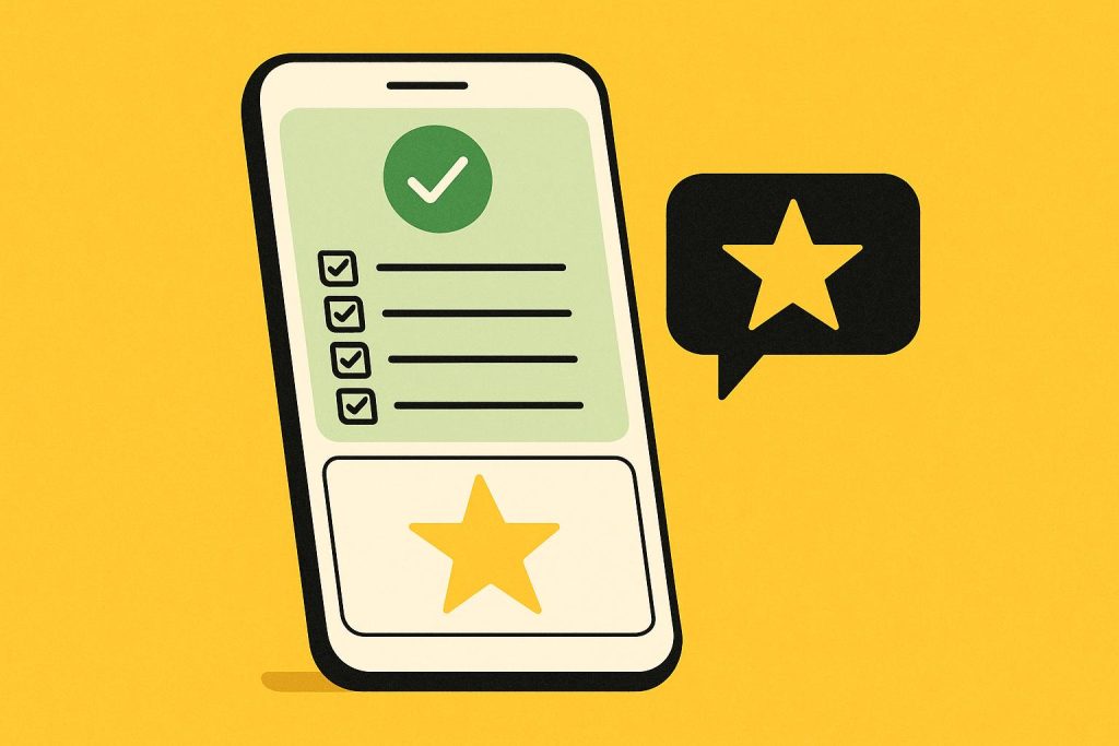 Mobile app interface displaying mixed ratings highlighting contrast between performance and reviews