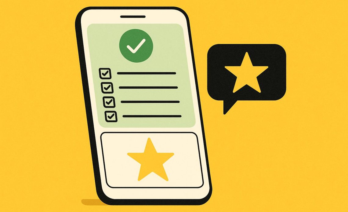 Mobile app interface displaying mixed ratings highlighting contrast between performance and reviews