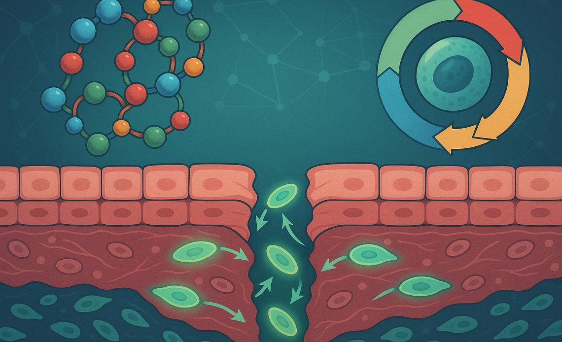 Molecular structure of peptides illustrating their role in tissue repair and cell cycle regulation