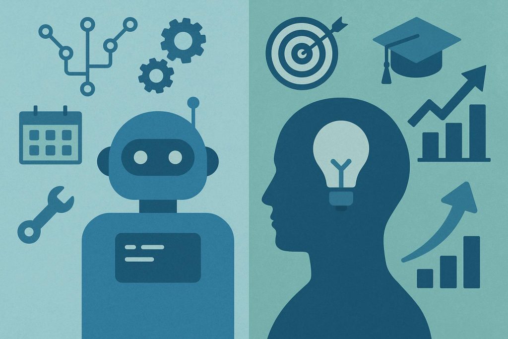 Artificial intelligence managing routine tasks with humans focusing on creativity and problem-solving