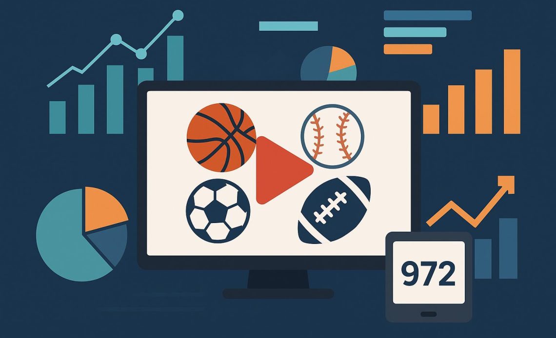 Sports data charts and graphs visualizing trends in modern streaming platforms and viewer metrics
