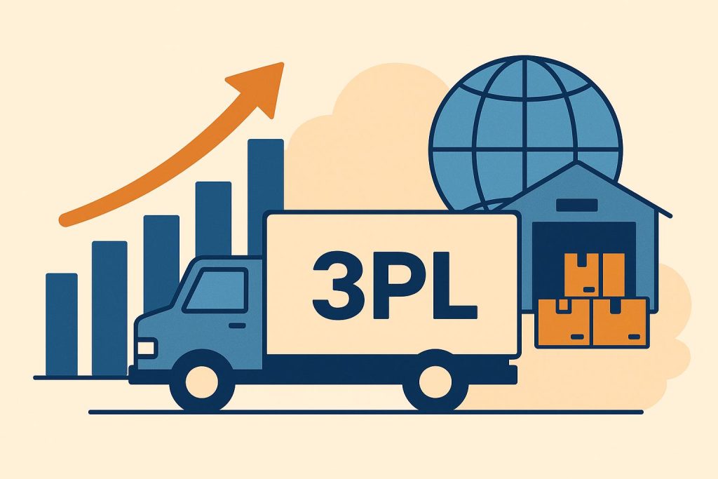 Warehouse shelves with pallets and forklifts illustrating efficient 3PL logistics solutions